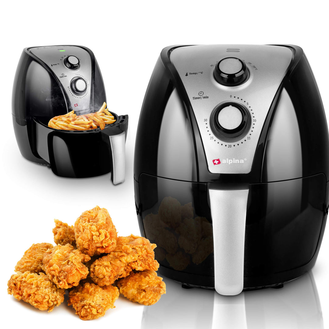 alpina Heissluftfritteuse - Airfryer - XL 3,2 Liter - 80-200 Grad - 1500 Watt - Schwarz 3,2 LITER AI