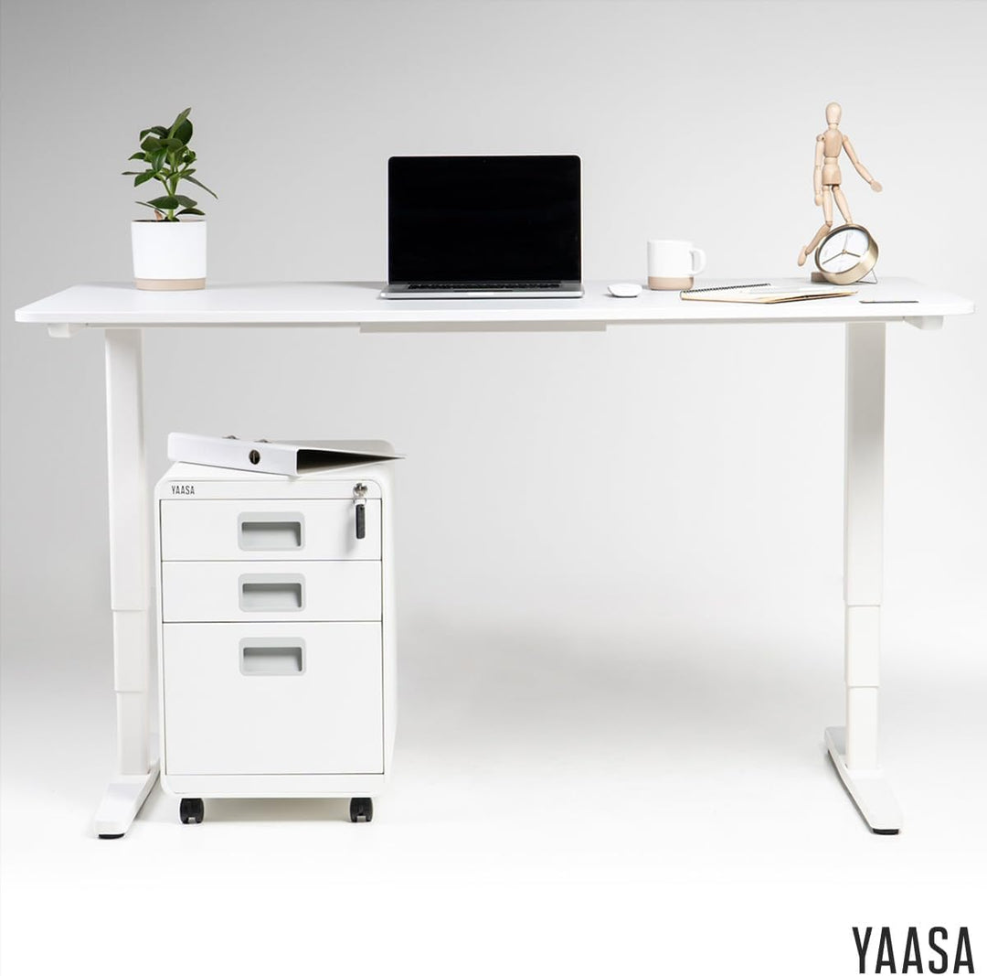 Yaasa File Cabinet Curved Standard Weiss - Rollcontainer aus Stahl, Aktenschrank mit 3 verschliessba