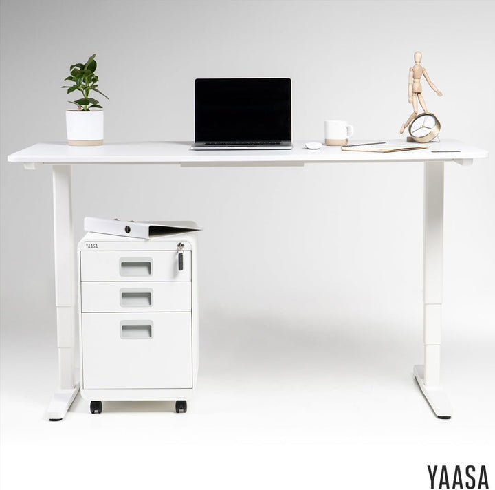Yaasa File Cabinet Curved Standard Weiss - Rollcontainer aus Stahl, Aktenschrank mit 3 verschliessba
