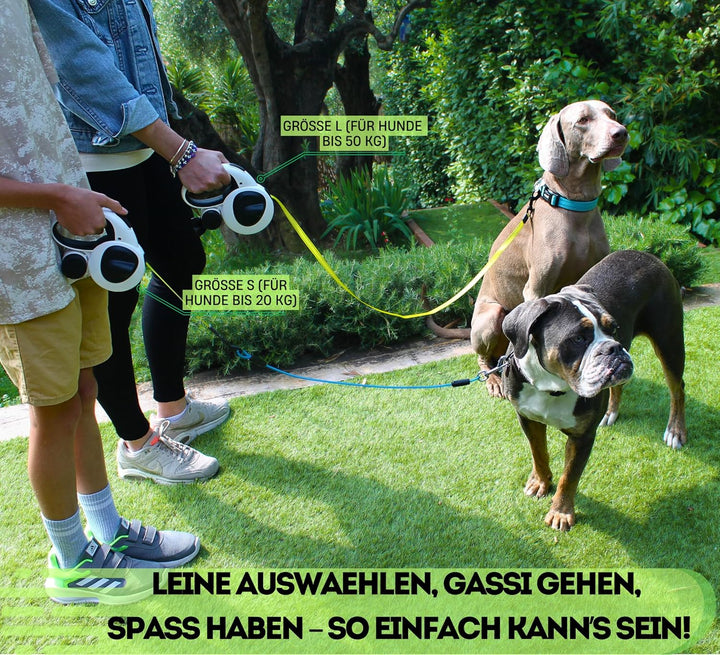Snuggle Paws Ausziehbare Hundeleine 5m – Kompakt & Leicht: LED-Lampe, Integrierter Kotbeutelspender,
