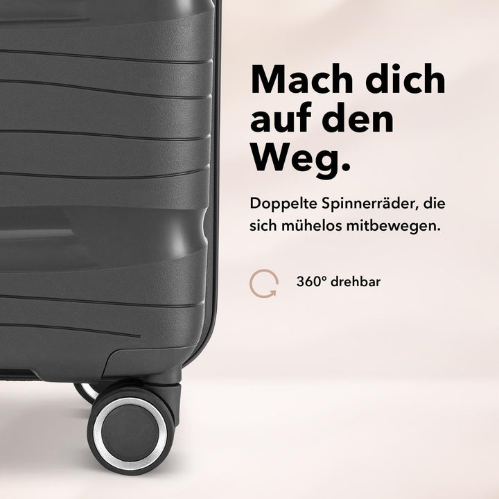 Travel One Koffer 98L – Anthrazit – Hartschalenkoffer gross XL, 4 Rollen, Zahlenschloss, Polypropyle