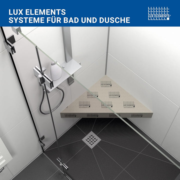 LUX ELEMENTS Ecksitz-Duschbank Fertig zum Verfliesen 84,9 x 60 x 10cm I 3-eckige Hartschaum Sitzbank