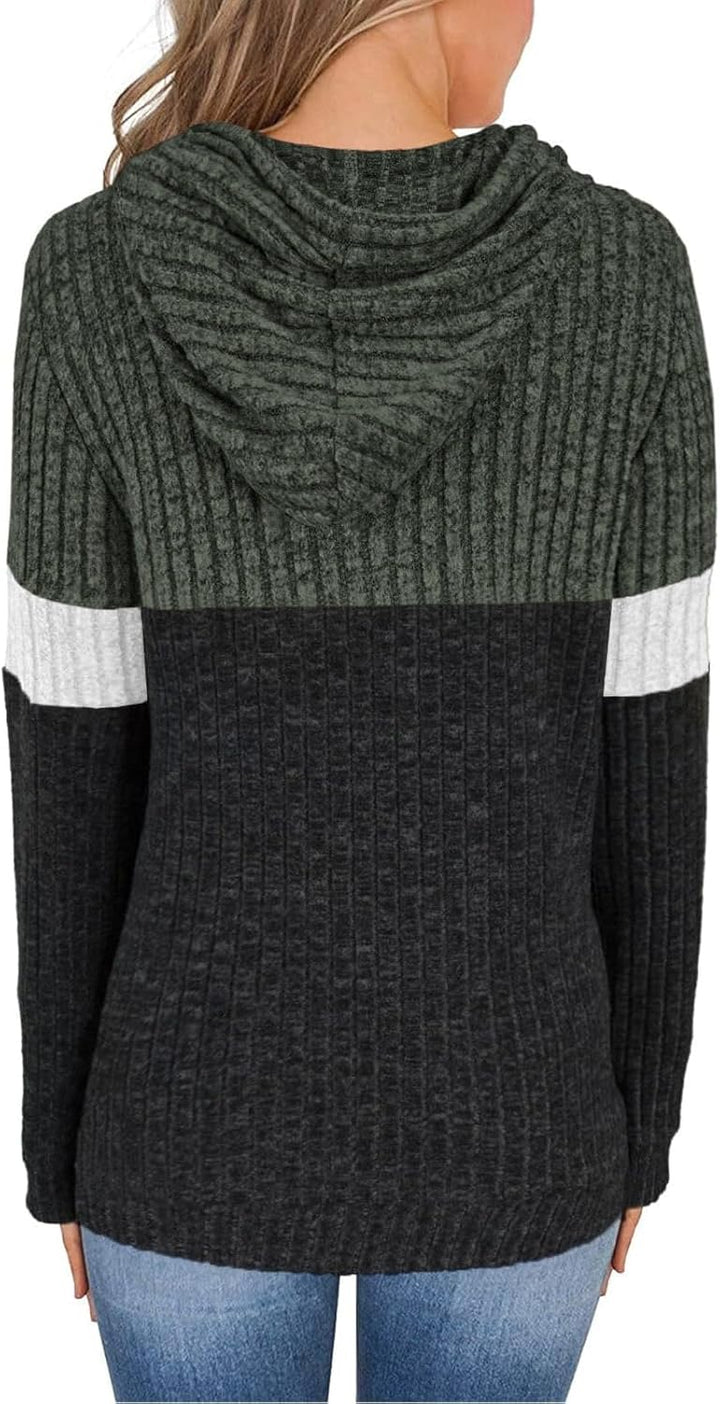 TrendiMax Hoodie Damen Herbst Übergangs Strickpullover Kapuzenpullover mit Kordelzug Locker Sweatshi