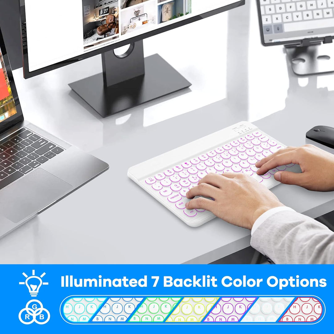 HUOBAO Bluetooth-Tastatur, kabellose Tastatur für iPad, iPhone, Android, Windows, Ultraschlanke wied