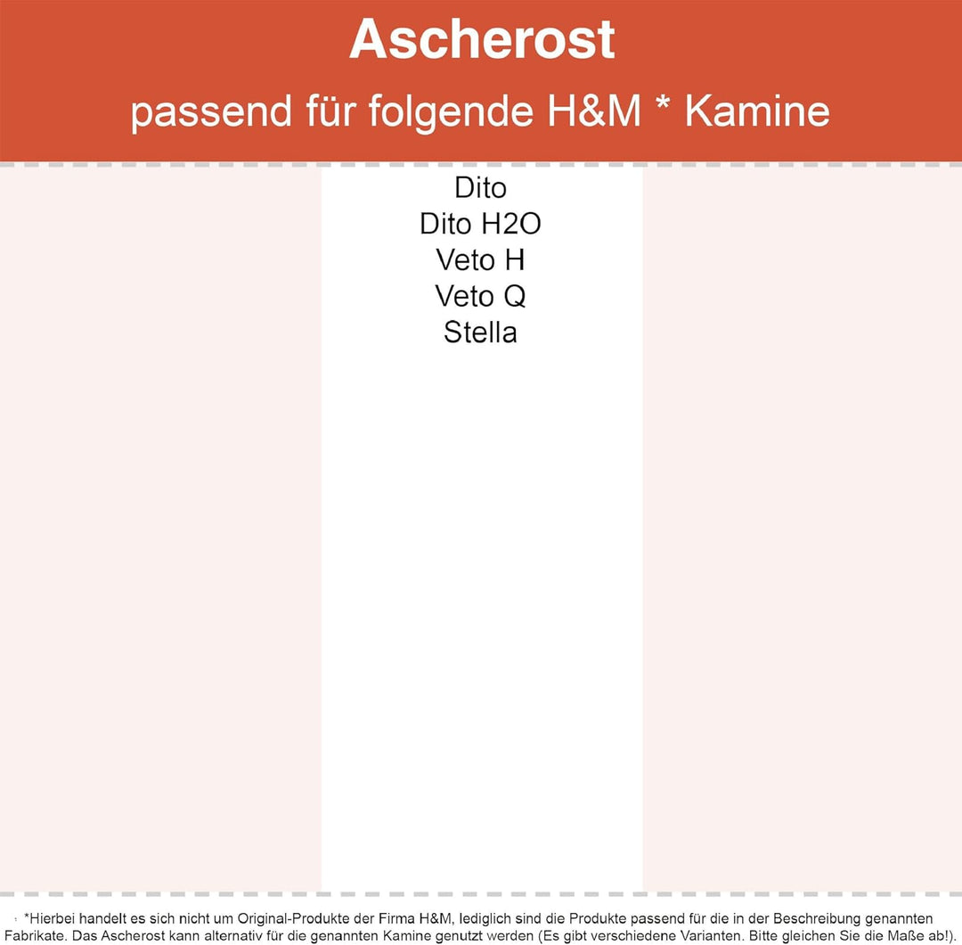 Kaminrost/Ascherost Eckig 220 x 150 x 10 mm passend für H&M ** Kaminöfen inkl. Modellübersicht - Asc