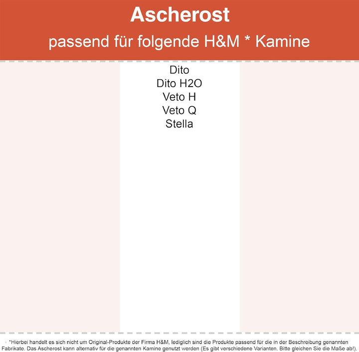 Kaminrost/Ascherost Eckig 220 x 150 x 10 mm passend für H&M ** Kaminöfen inkl. Modellübersicht - Asc