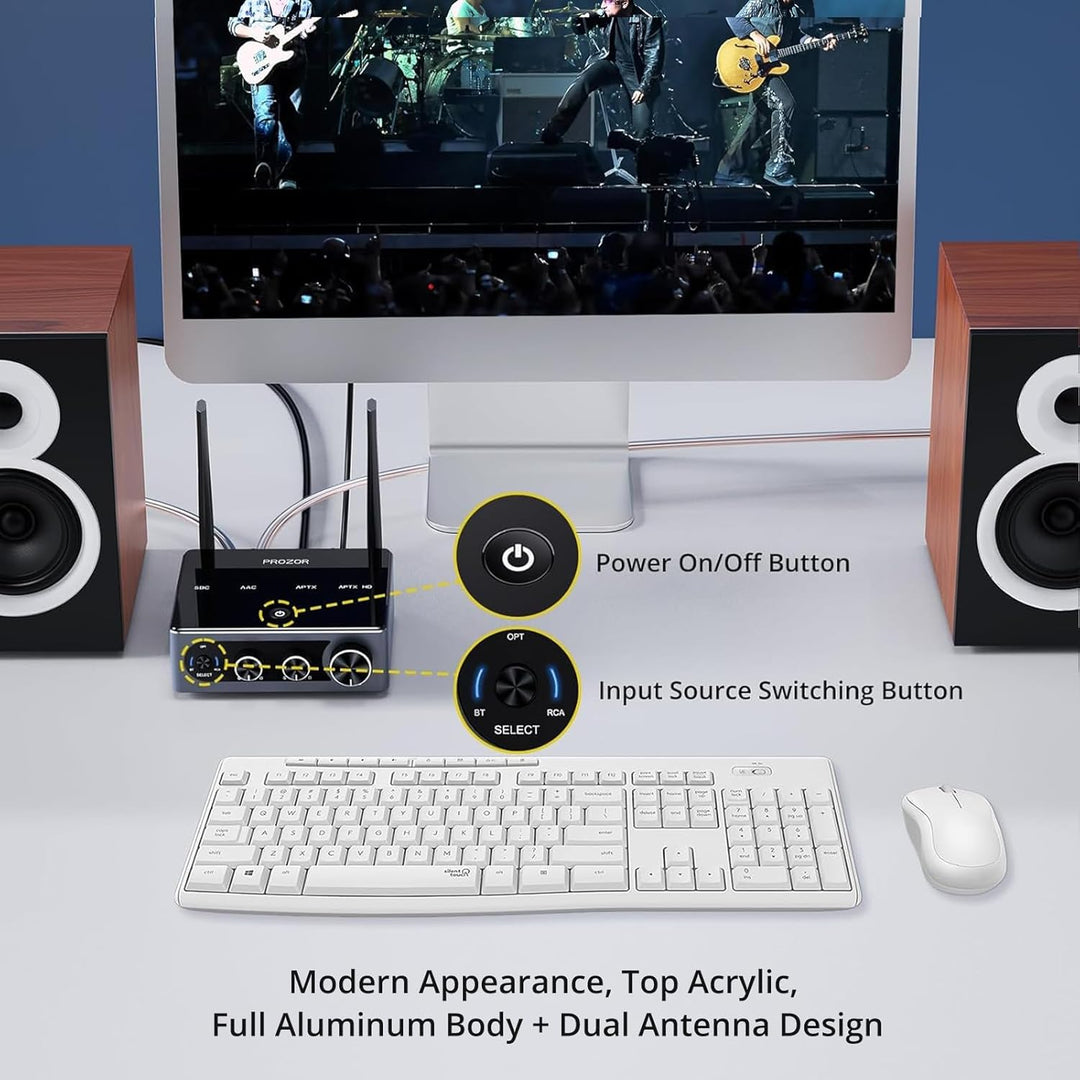 PROZOR Verstärker HiFi Stereo 2 Kanal 50W+50W Bluetooth Verstärker für Lautsprecher Kopfhörerverstär
