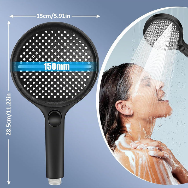 Duschkopf Hochdruck Duschkopf Gross 150mm Handbrause Wassersparender Regendusche 4 Strahlarten XXL D