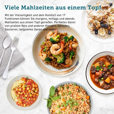 COSORI Reiskocher, Multikocher mit 17 Programme, Rice Cooker 1,8 L, Fuzzy-Logik, Dampfgarer mit Edes