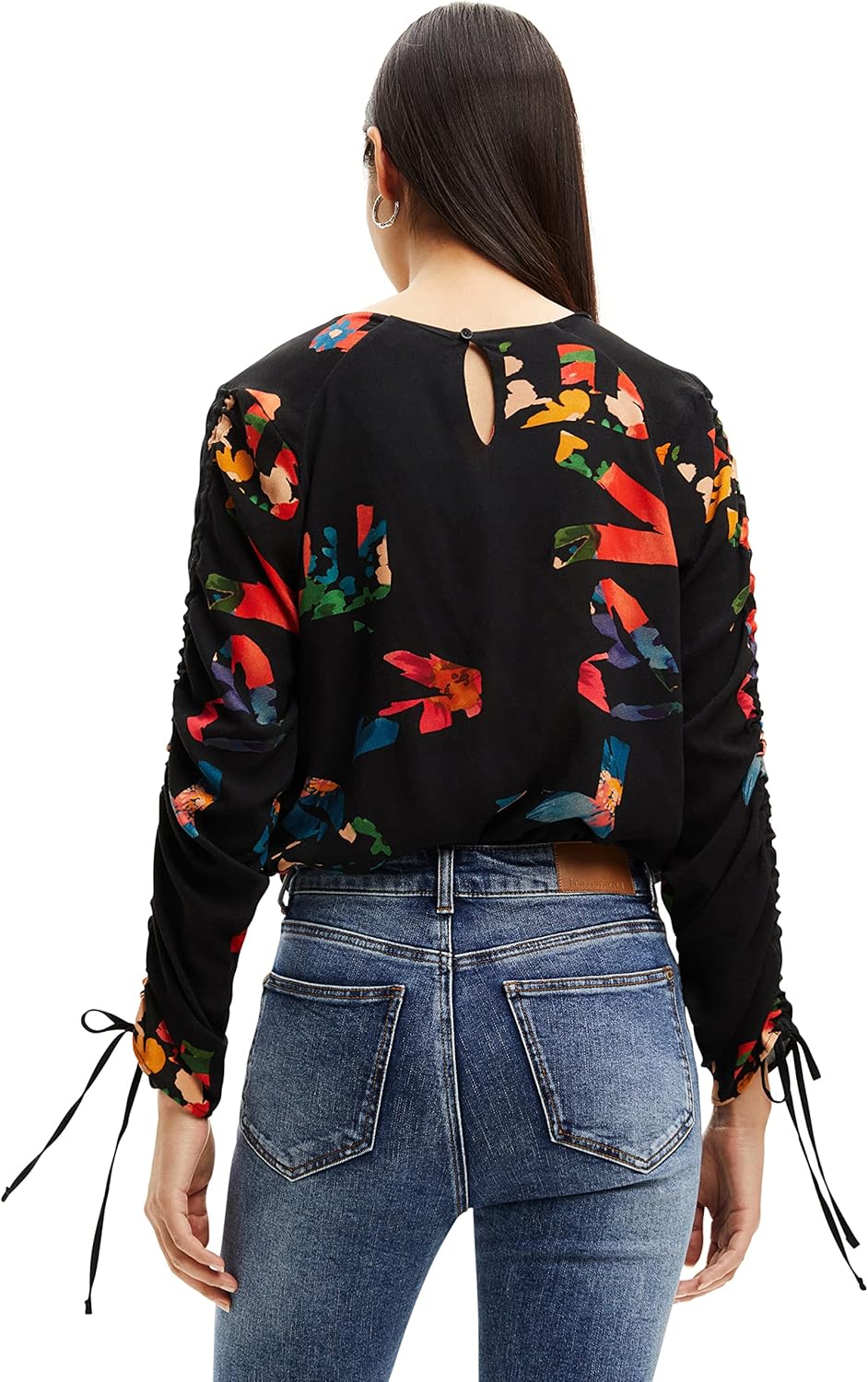 Desigual Damen Blouse Long Sleeve T-Shirt S Schwarz, S Schwarz