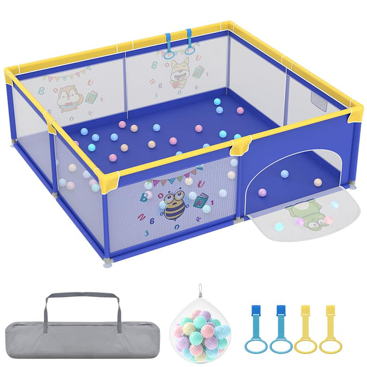 Aufun Laufstall Baby Laufgitter 300D Oxford Gewebe, mit Anti-Kollision Schaum Absperrgitter, Atmungs