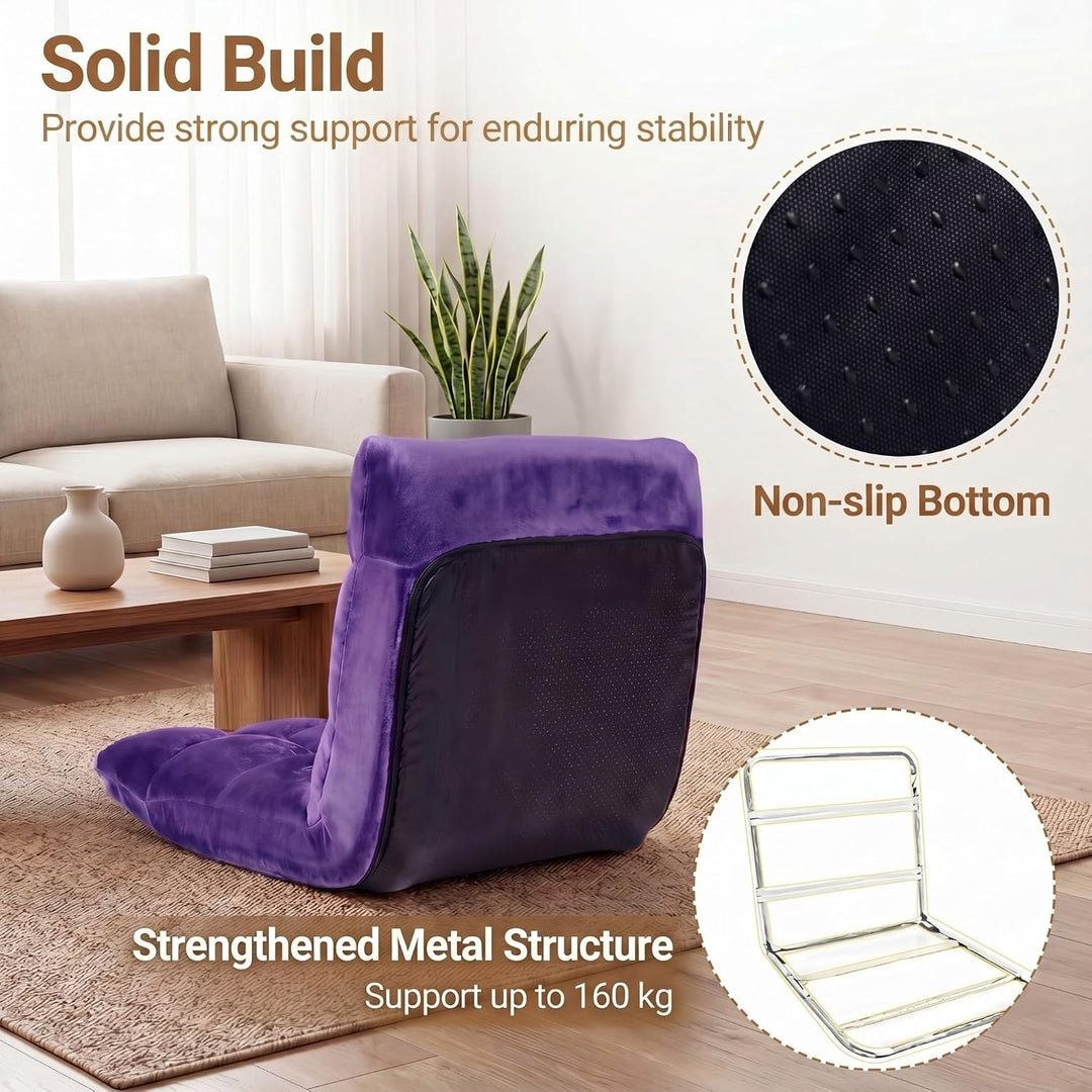 RELAX4LIFE Bodenstuhl klappbar, Bodensessel mit Liegefunktion (Violett) | Bodensitz mit Verstellbare