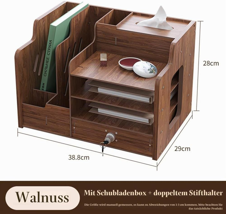 Hggzeg Schreibtisch-Organizer aus Holz,grosse Kapazität,Schreibtisch-Organizer,Aktenregal,A4-Papier-