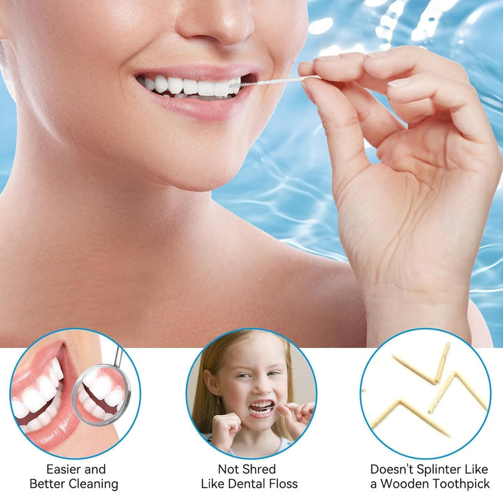 1100 Stück Kunststoff-Zahnstocher, runde Doppelkopf-Zahnstocher, runde Zahnreinigungsseide, Zahnseid