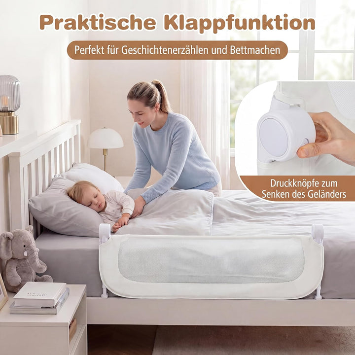 RELAX4LIFE Bettgitter Rausfallschutz, 120 x 60 cm, zusammenklappbares Bettschutzgitter, Kinderbettgi