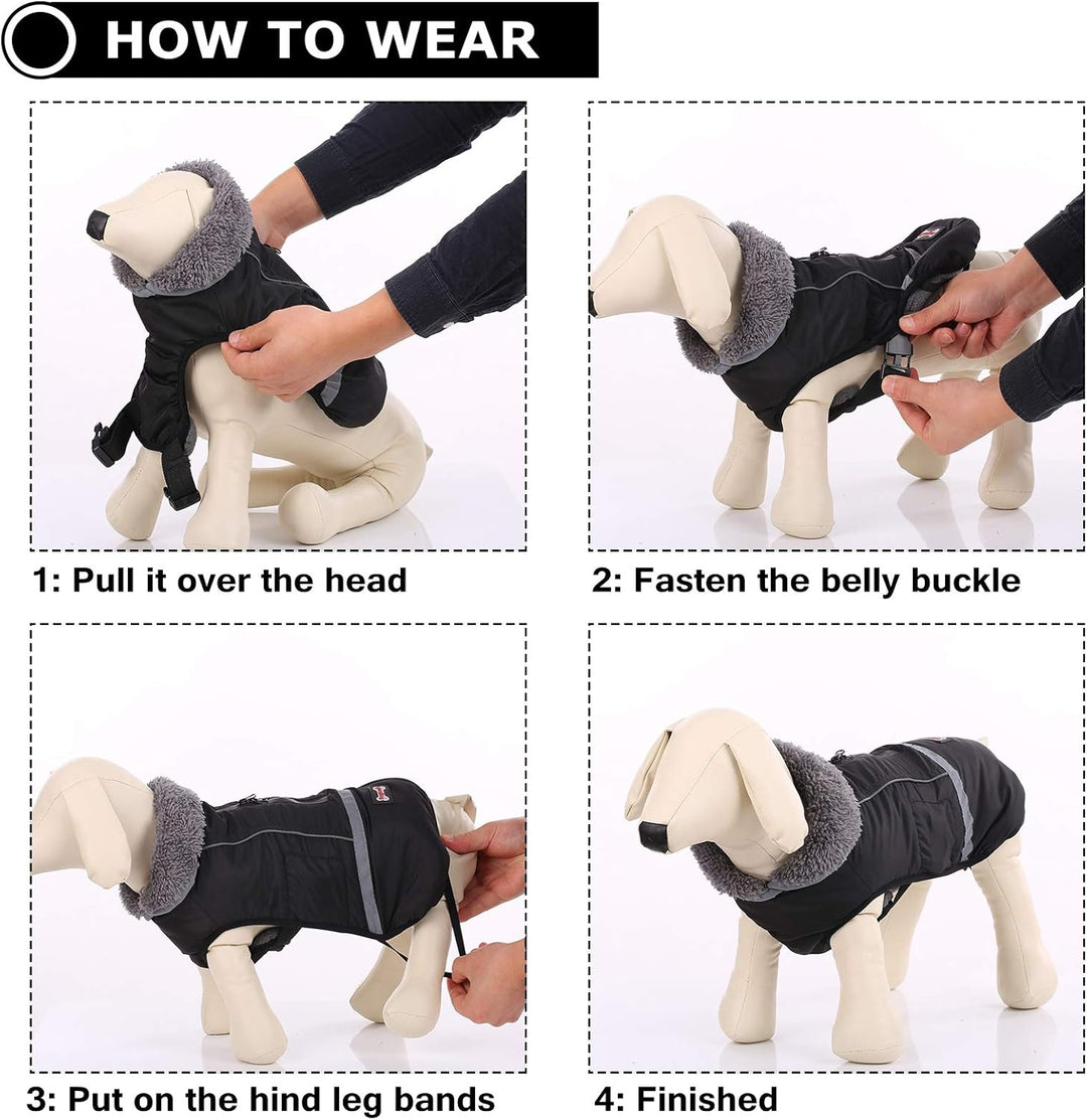 QBLEEV Hundewintermantel, warm, reflektierende Hundejacke, Rollkragen, wasserdicht, für kaltes Wette
