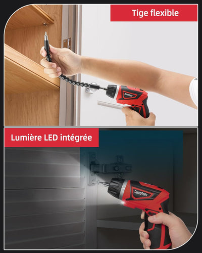DuroFort 8V Elektrischer Mini Cordless Akkuschrauber, 5.5Nm Kleiner Akkuschrauber Mit LED-Licht,30 B