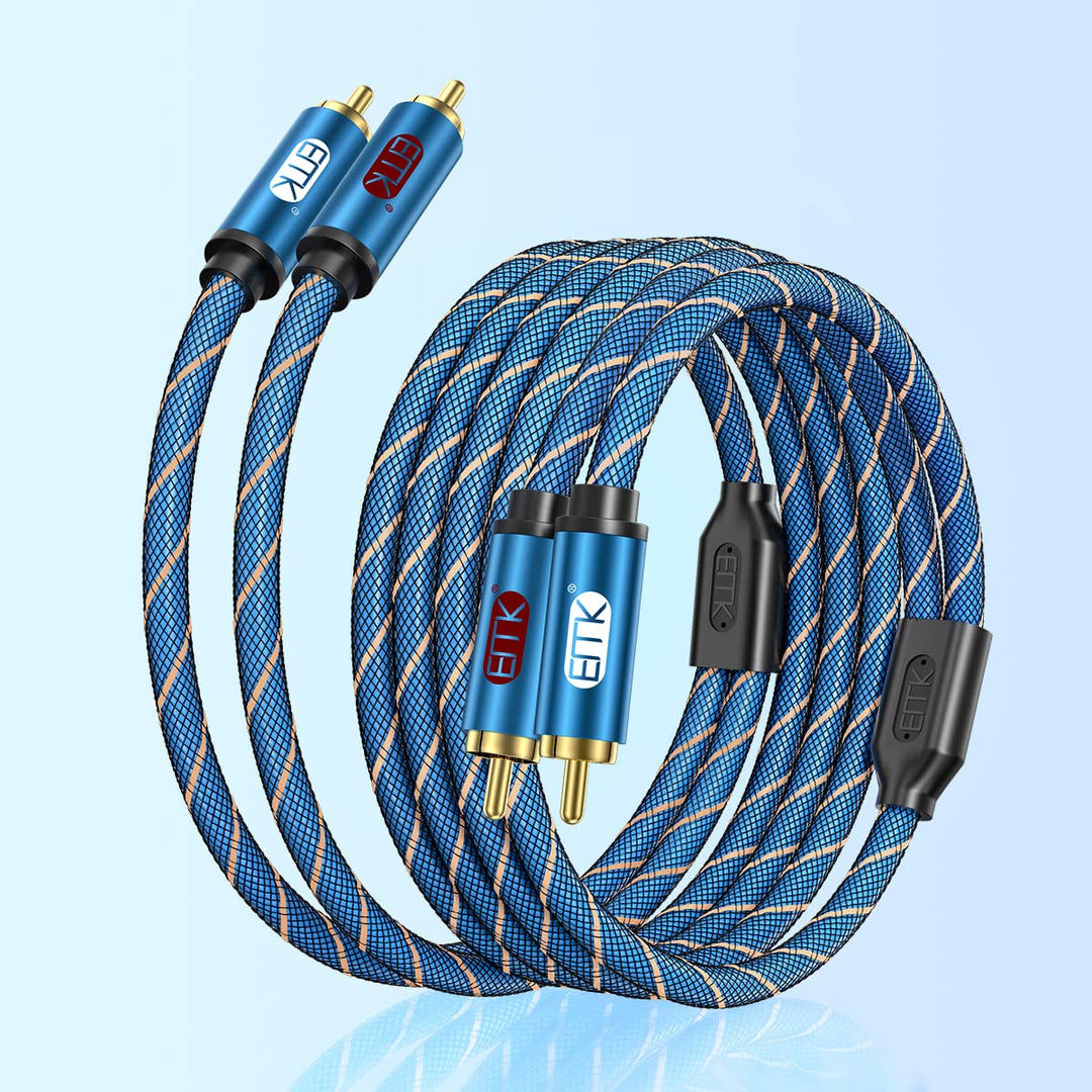 EMK 2Cinch Kabel RCA Kabel R&L, 2Cinch-Stecker auf 2 RCA Aluminiumgehäuse Nylon geflochtenes Subwoof