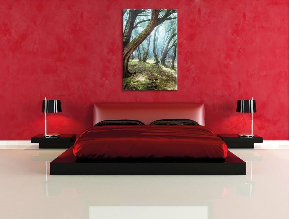 Pixxprint Wald, Format: 100x70 auf Leinwand, XXL riesige Bilder fertig gerahmt mit Keilrahmen, Kunst