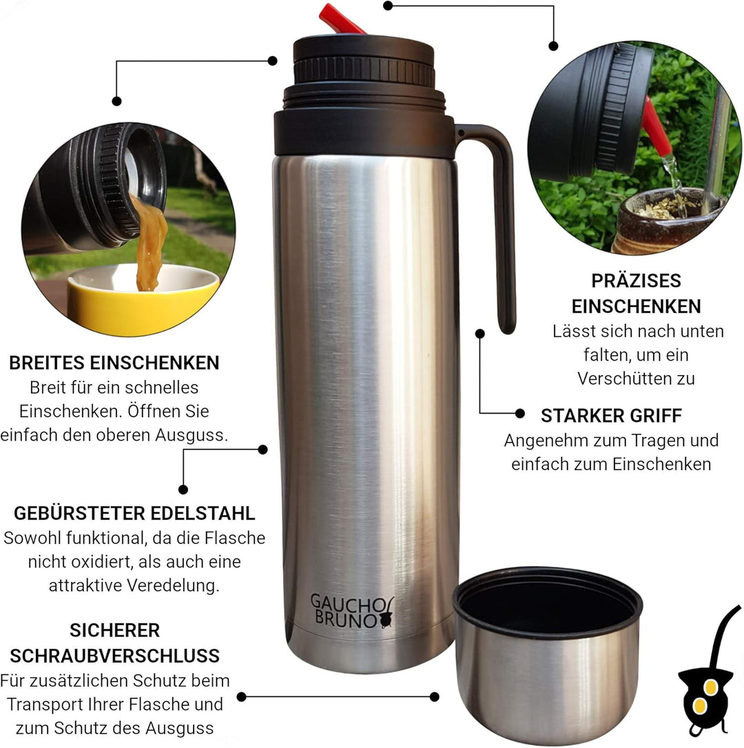 Thermo-Mate aus Edelstahl zum Yerba Mate | Leicht zu reinigen | Hält die Temperatur des Getränks auf