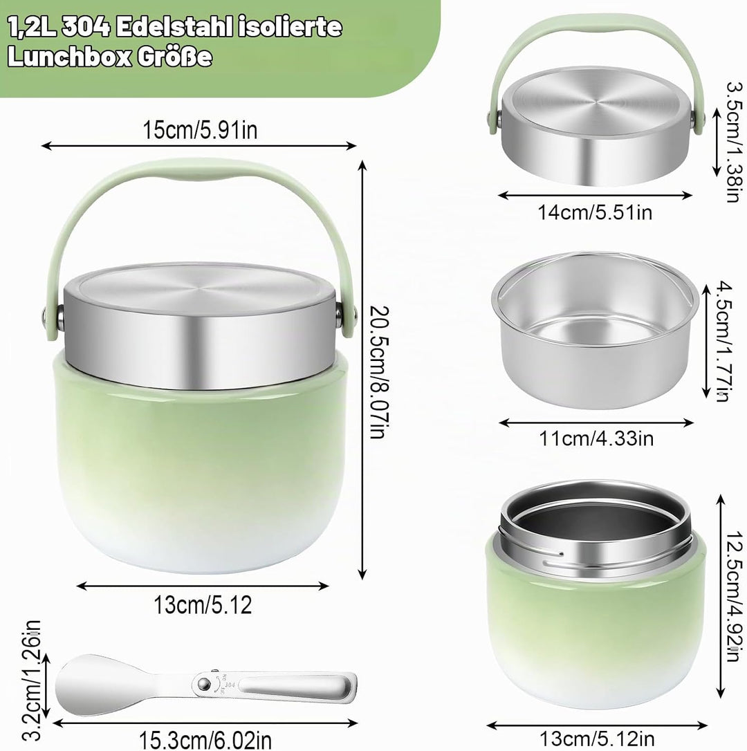 Thermobehälter für Essen 1200ml, 304 Edelstahl Wärmebehälter für Speisen, Thermos-lebensmittelbehält