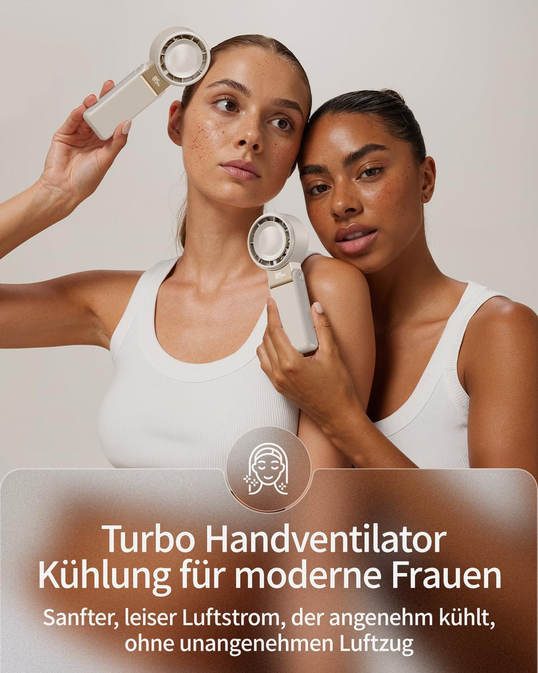 SWEETFULL Tragbarer Turbo Handventilator, Mini Ventilator,USB-Aufladbar, 5 Geschwindigkeitsstufen,20