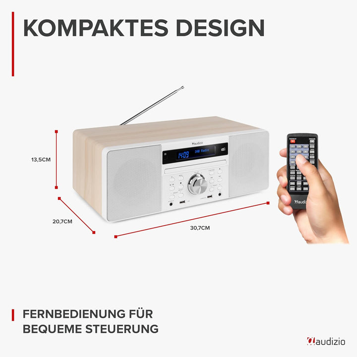 Audizio Prato - DAB Radio mit CD Player, MP3-Player, Bluetooth Radio, USB, DAB+, FM-UKW, Fernbedienu