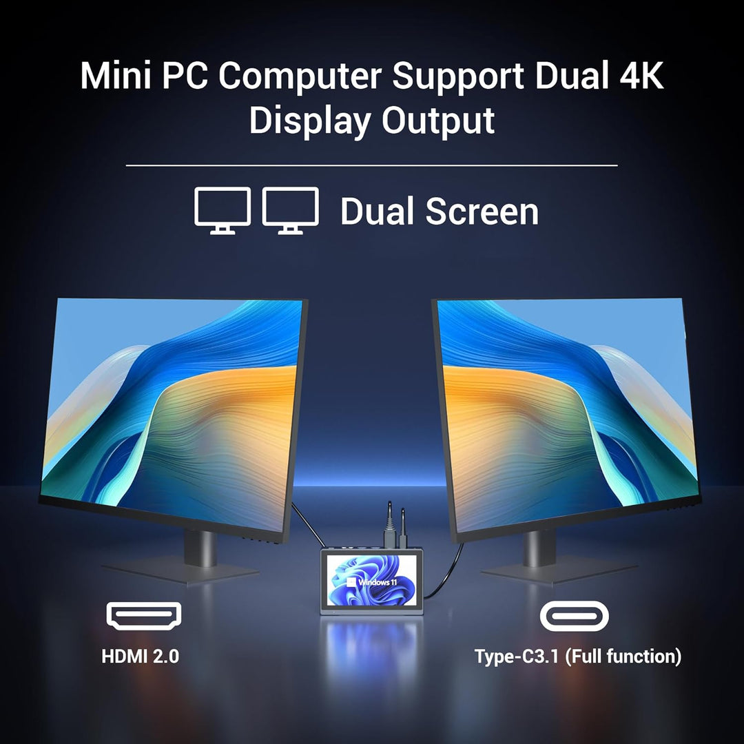 Mini Computer PC Mini Computer Deko mit Touchscreen Display 5,5 Zoll, Mini-pc Desktop Celeron N5095