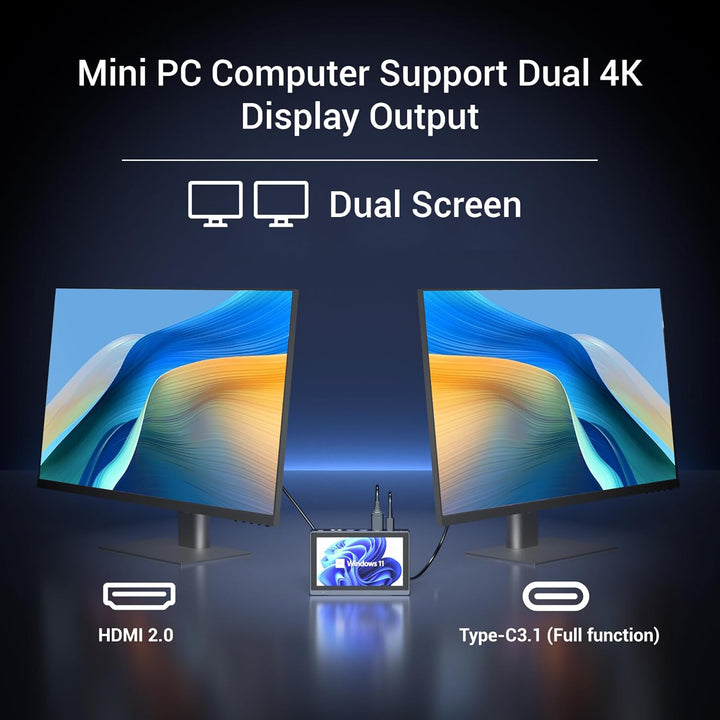 Mini Computer PC Mini Computer Deko mit Touchscreen Display 5,5 Zoll, Mini-pc Desktop Celeron N5095