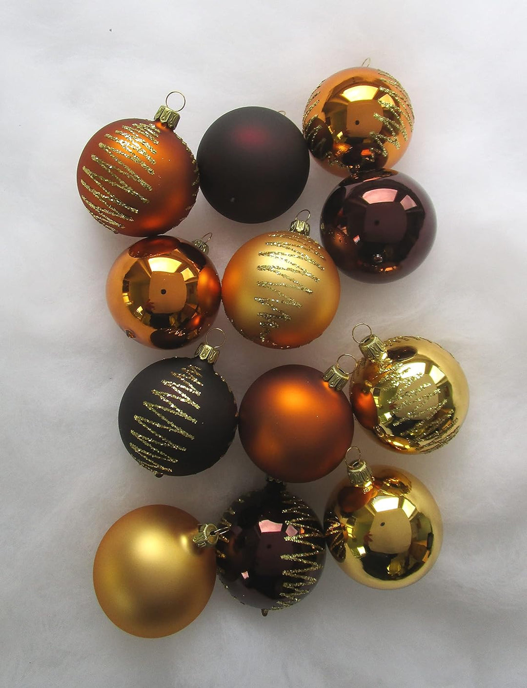 Thüringer Christbaumschmuck Exclusiv Gold braun Kupfer 6cm Handarbeit Germany 12er Set