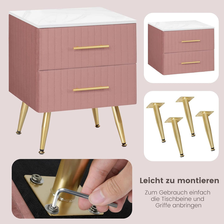 WOLTU Nachttisch Sofatisch Nachtkommode Nachtschrank mit 2 Schubladen für Schlafzimmer Wohnzimmer au