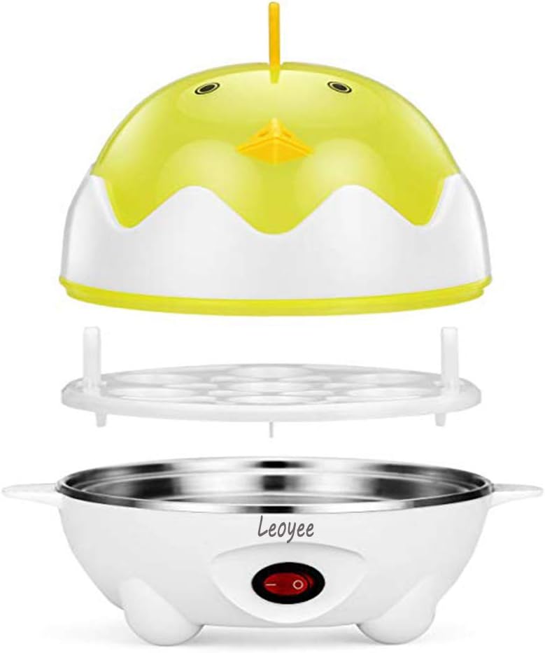Leoyee Eierkocher Egg Cooker für 1-7 Eier mit Indikationsleuchte Abschaltautomatik (Gelb)