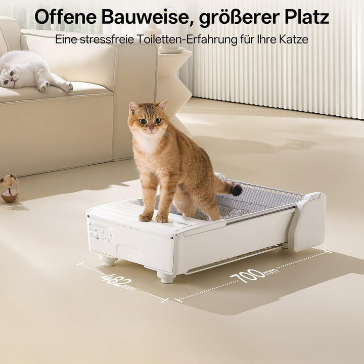 UBPET C31 Katzenklo Selbstreinigend,Offene Selbstreinigende Katzentoilette mit APP-Steuerung,Desodor