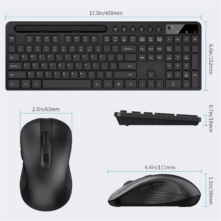 MARVO Kabelloses Tastatur und Maus Set, 2.4G Wireless, Englisches QWERTY-Layout, Ergonomisch, mit Sm