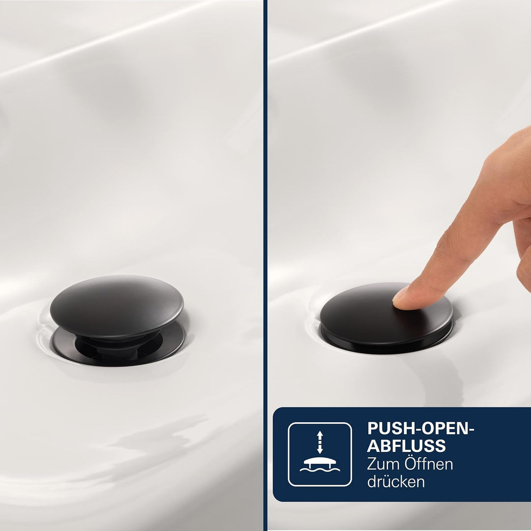GROHE Dice, Waschtischarmatur, wassersparend (Wasserhahn für das Bad, Badarmatur mit Push-Open Ablau