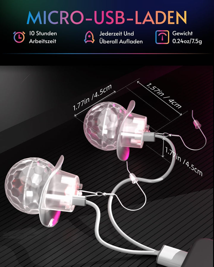 LED Ohrringe Disco Ball Ohrringe 7 RGB Licht Projektion Licht Ohrringe für Frauen Wiederaufladbare L