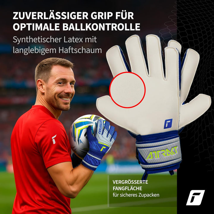 Reusch Herren Attrakt Unisex Torwarthandschuhe mit Aussennaht Schnitt und Solid Belag, Geeignet für