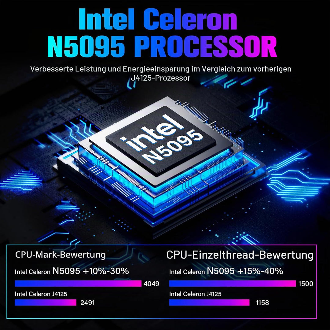 HEIGAOLAPC Mini Computer PC Mini Deko PC Win11 Pro Intel N5095, 8GB RAM, 128GB eMMC, Mini-pc mit Tou