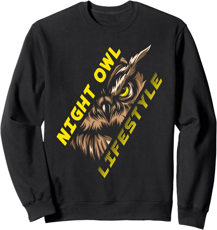 Night Owl Lifestyle Eule Kauz Käuzchen Vogel Eulenmotiv Sweatshirt