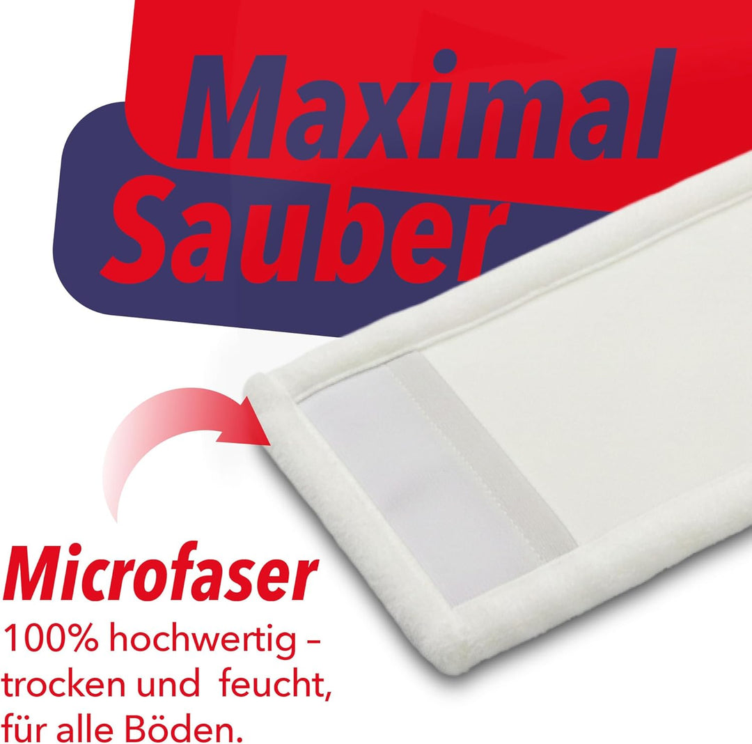 G.I.V. Bodenwischer Set 40cm Klapphalter mit Trittmechanik & Magnetverschluss + Aluminiumstiel Rot -