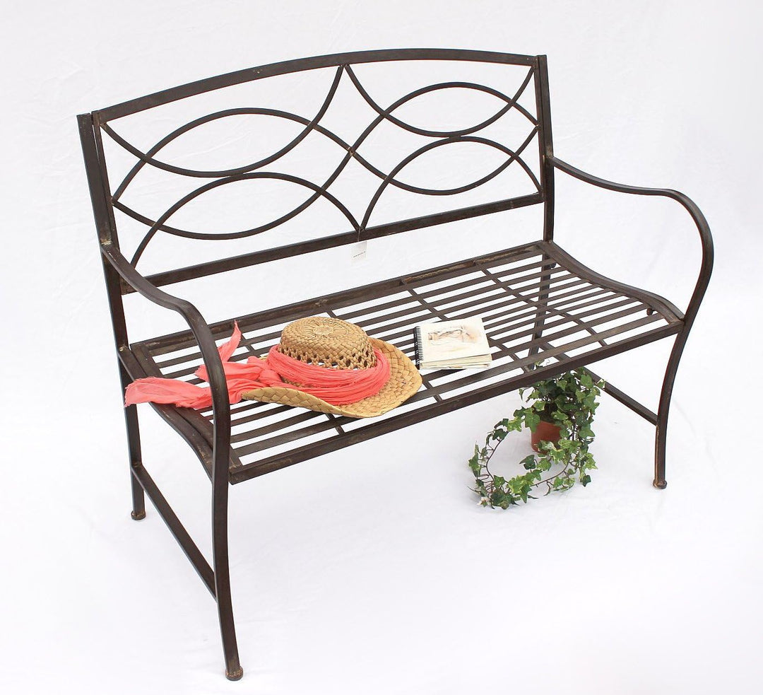 DanDiBo Gartenbank Metall Braun Wetterfest 109 cm Sitzbank 111185 2-Sitzer Bank Eisenbank Baumbank P