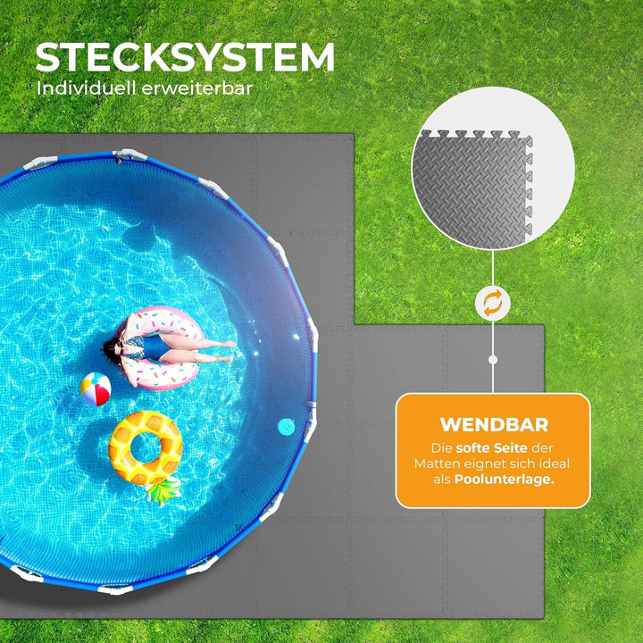 Bestlivings Pool-Bodenschutzmatte, Unterlegmatte zum Schutz ihres Pools, 8 Stück (52x52x1,2 cm) - 2,
