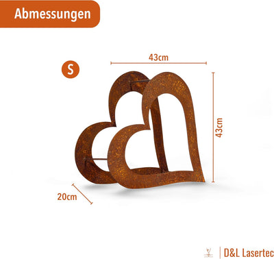D&L Lasertec Herz aus Metall - Herz für Kaminholz - Regal aus Rost Edelrost Holzregal für Garten Ter