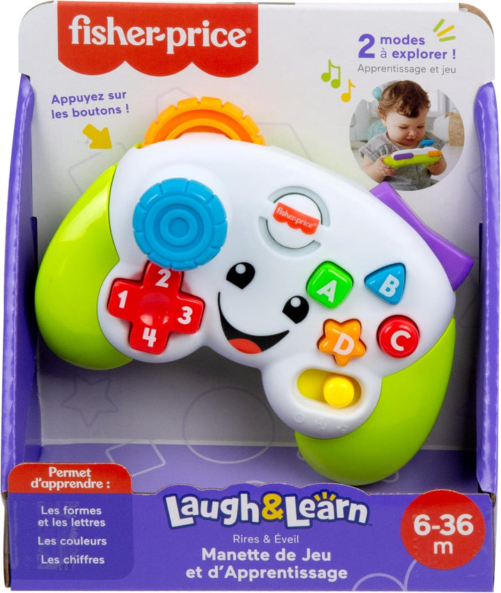 Fisher-Price Lernspass Spiel-Controller für Babys und Kleinkinder in Grün, Videospiel-Attrappe mit M