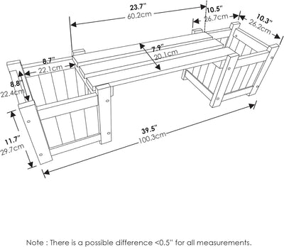 Furinno Tioman Hardwood Planter Box Mini-Pflanzgefäss aus Hartholz, Meranti-Holz, Natur, 1-Pack 1-Pa