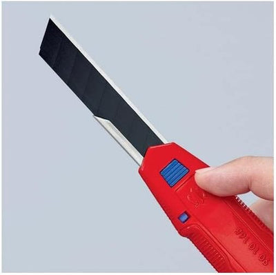 KNIPEX CutiX® Universalmesser, mit Stabilisierungsschiene, Klingenverriegelung, 18 mm Abbrechklinge,