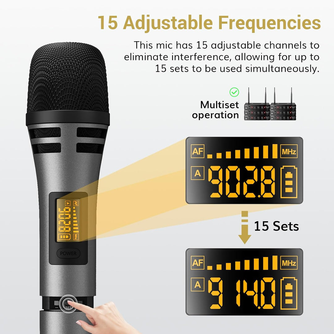 TONOR Dual Funkmikrofonen System kabellos, drahtloses Karaoke Mikrofon Set Wireless Microphone Handm