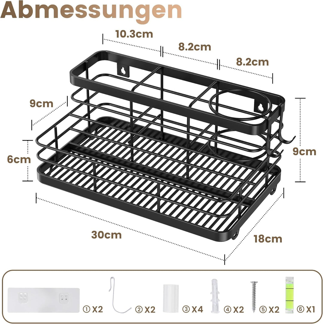 VITVITI Fönhalter ohne Bohren, Haartrocknerhalter aus Metall, Föhn Halterung Wand mit Schrauben und