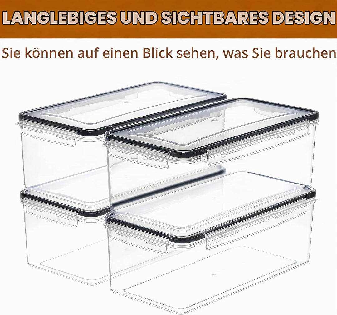 stusgo 4PCS 3.2L luftdicht Lebensmittel Lagerung Container mit Deckel, Kunststoff Pasta Jar für Past