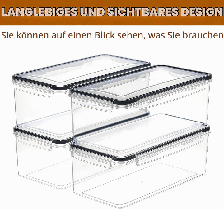 stusgo 4PCS 3.2L luftdicht Lebensmittel Lagerung Container mit Deckel, Kunststoff Pasta Jar für Past